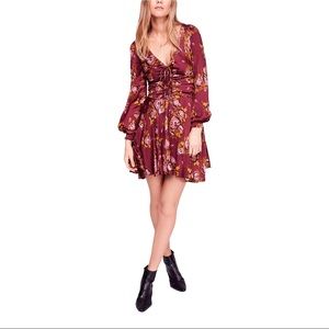 Free People Womens‎ Morning Light Floral Print Ruched Casual Dress Size 2